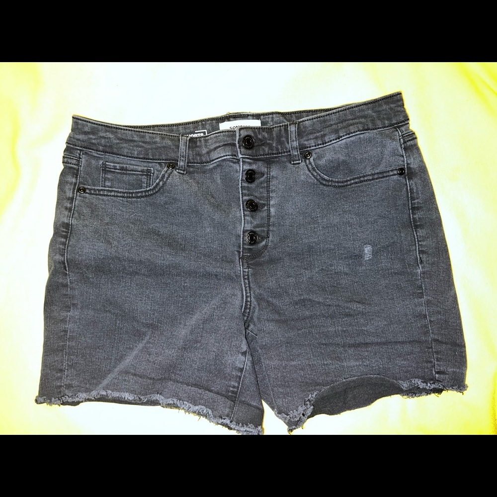 Black midi jean shorts